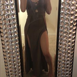 Mauve maxi dress with slit